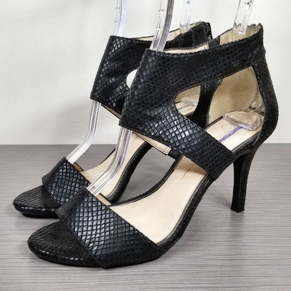 Jessica Simpson Mekos Cutout Sandal, Black Fabric, Womens Size 7 M / 37 - Picture 1 of 12